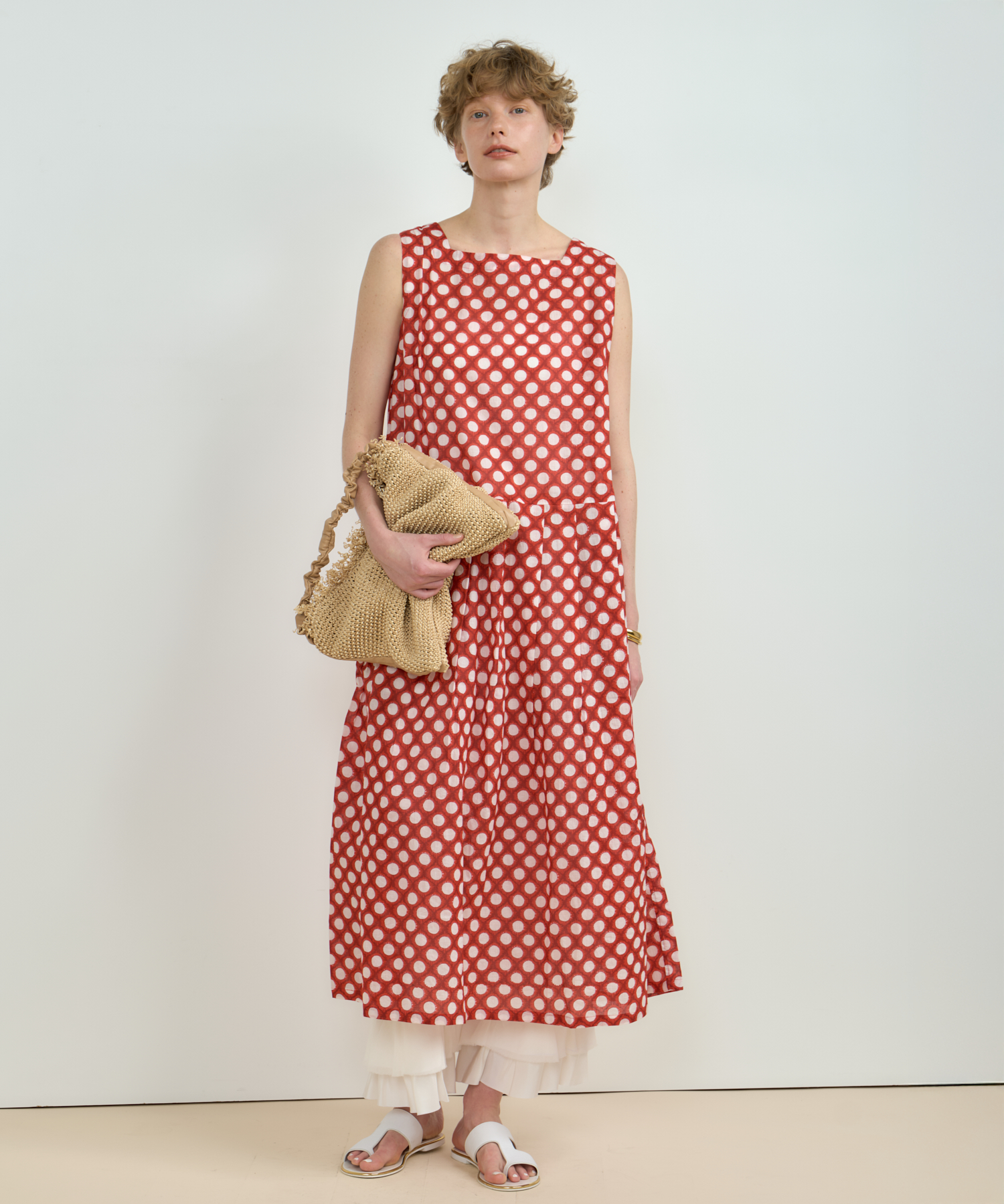 ドットプリントノースリーブワンピース ｜ハウス オブ ロータス＜HOUSE