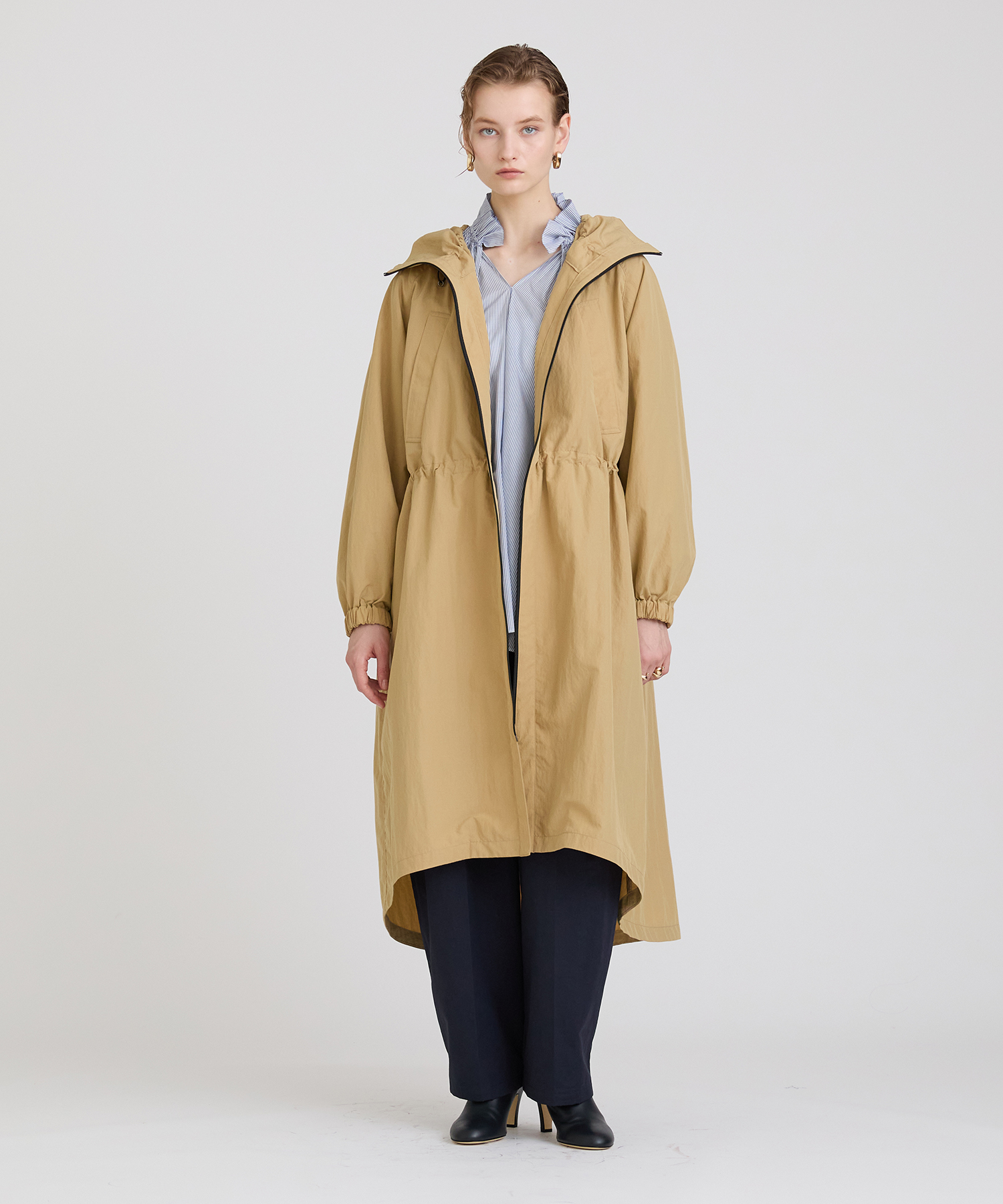 コットンナイロンブレンドフーデッドコート ｜ハウス オブ ロータス