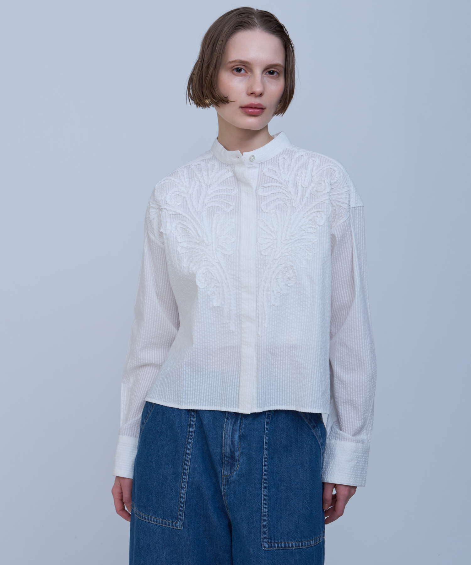 エンブロイダリーサッカーシャツ ｜ハウス オブ ロータス＜HOUSE OF