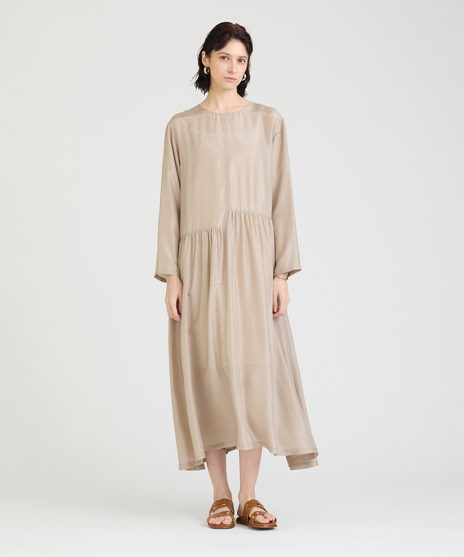 シルクハブタエアシンメトリーワンピース ｜ハウス オブ ロータス