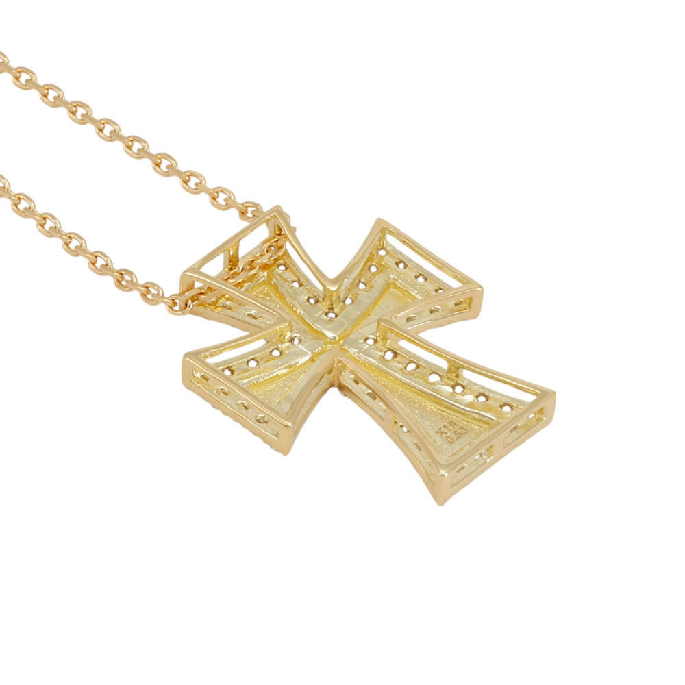 K18イエローゴールド ダイヤモンド クロス ネックレス J405547 | ユキ