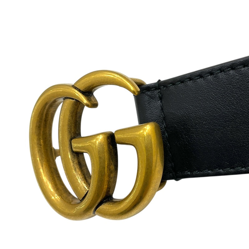 グッチ GUCCI ﾀﾞﾌﾞﾙG ｽﾘﾑﾍﾞﾙﾄ 70cm 414516 ブラック/ゴールド金具 ﾚｻﾞｰ