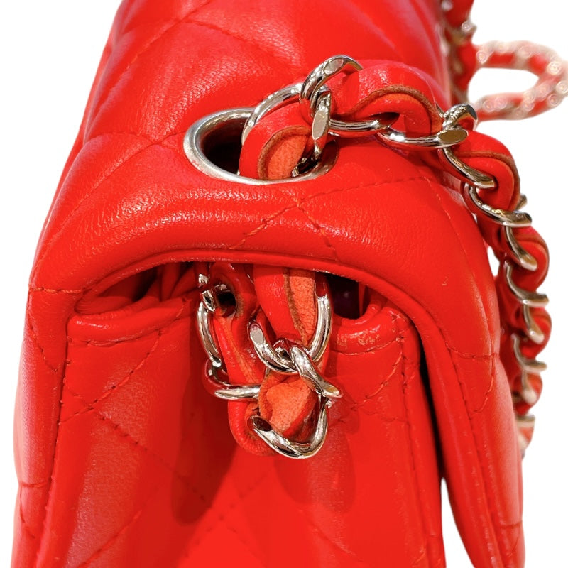 シャネル CHANEL ミニマトラッセ17 レッド シルバー金具 ラム