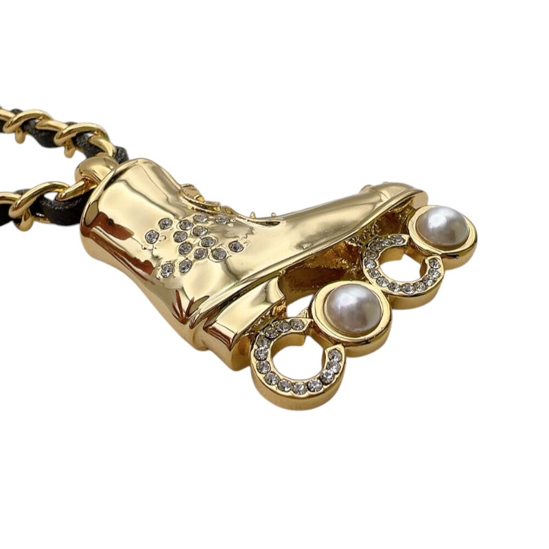 シャネル CHANEL ローラースケート ネックレス ゴールド/ブラック