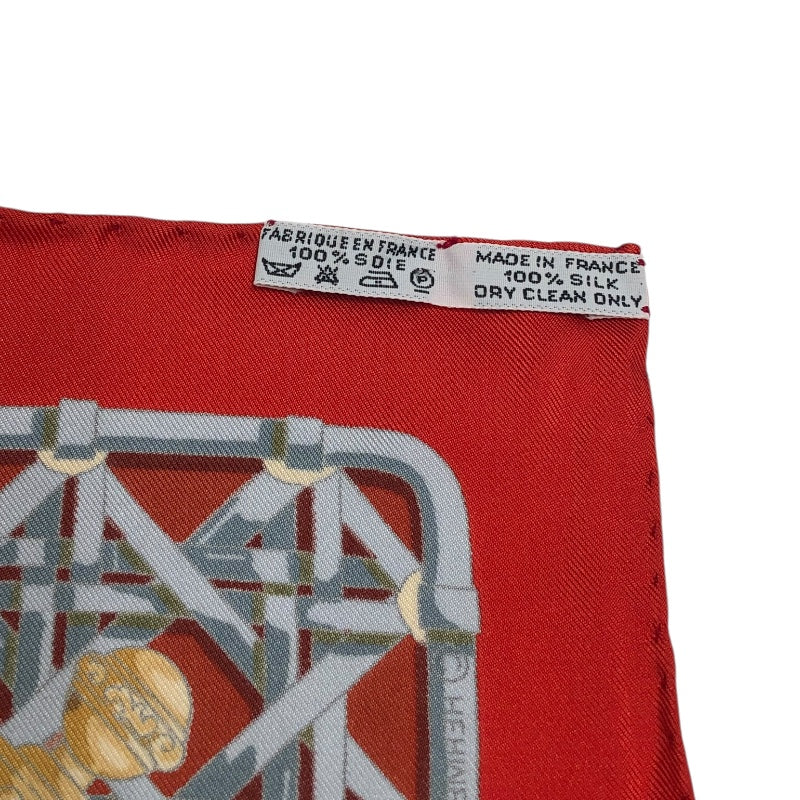 エルメス HERMES カレ90 FEUX DE ROUTE レッド シルク ユニセックス