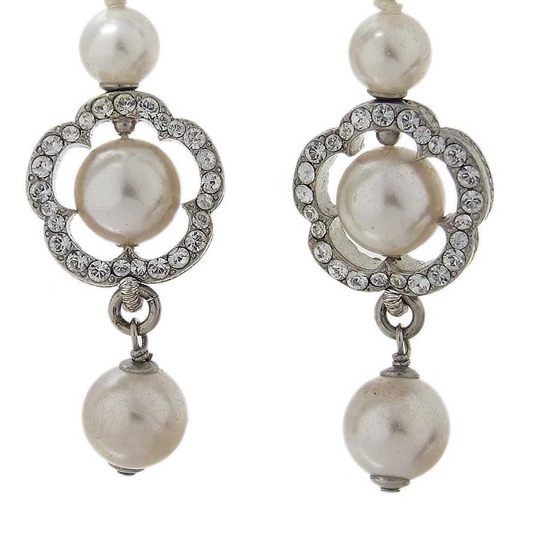 シャネル CHANEL フェイクパール ラインストーン ココマーク ピアス