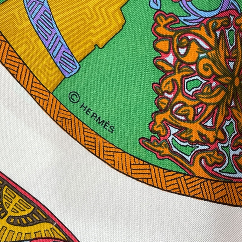 エルメス HERMES カレ90 Art des Steppes ブルー シルク ユニセックス