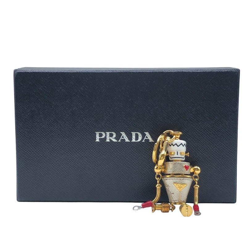 プラダ PRADA ロボットモチーフキーホルダー 1TR095 ゴールド/ホワイト