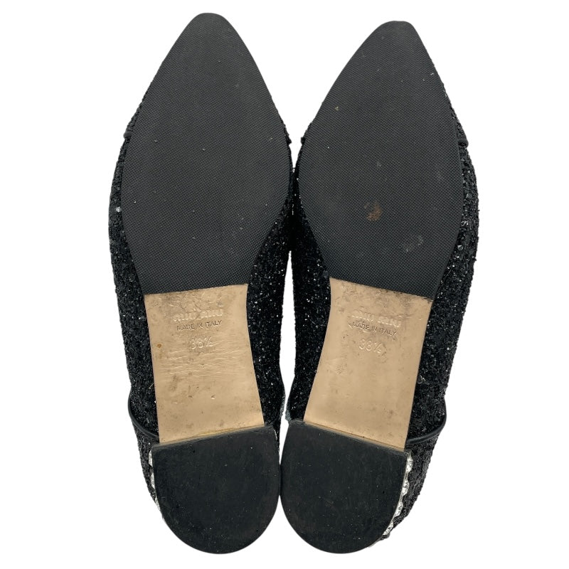 ミュウミュウ miu miu グリッターレースアップシューズ ブラック