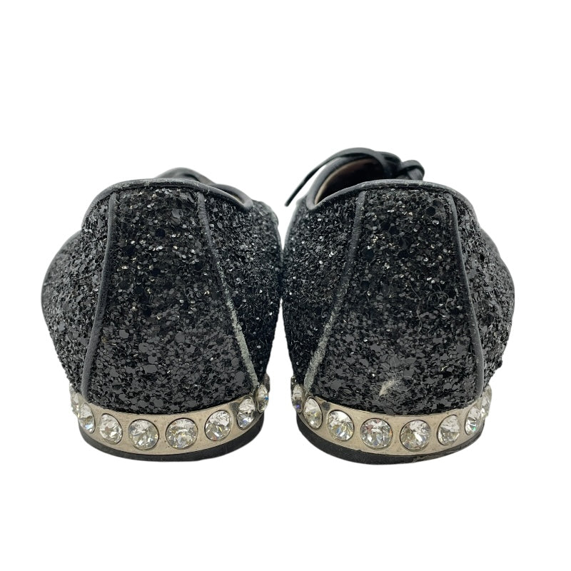 ミュウミュウ miu miu グリッターレースアップシューズ ブラック