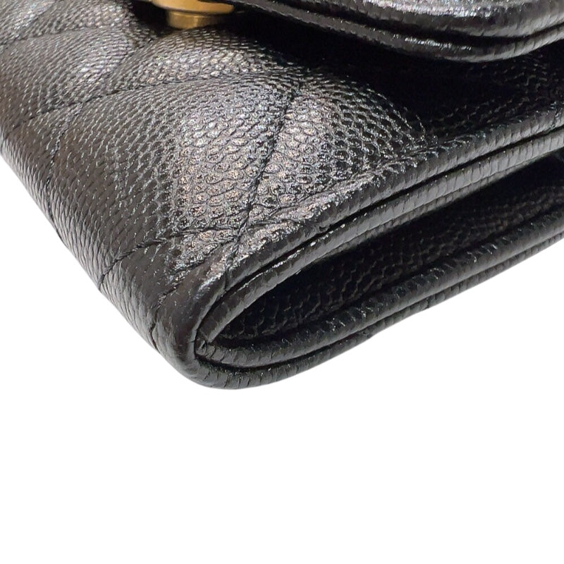 シャネル CHANEL マトラッセ チェーンカードケース ブラック ゴールド