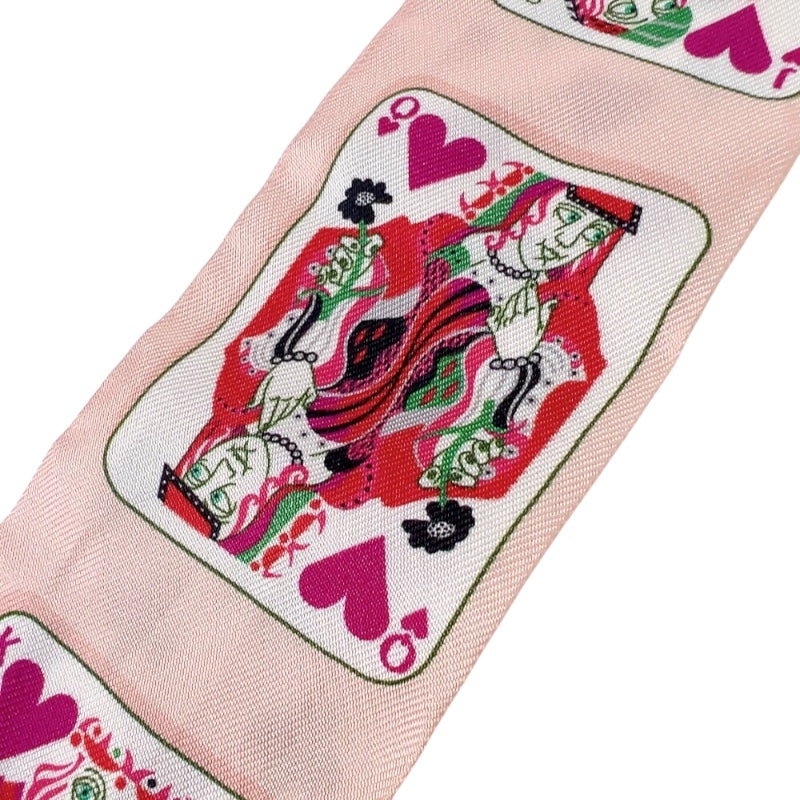 エルメス HERMES ツイリー トランプ JEU DE CARTES ピンク シルク