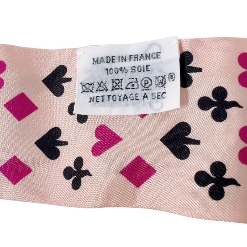 エルメス HERMES ツイリー トランプ JEU DE CARTES ピンク シルク