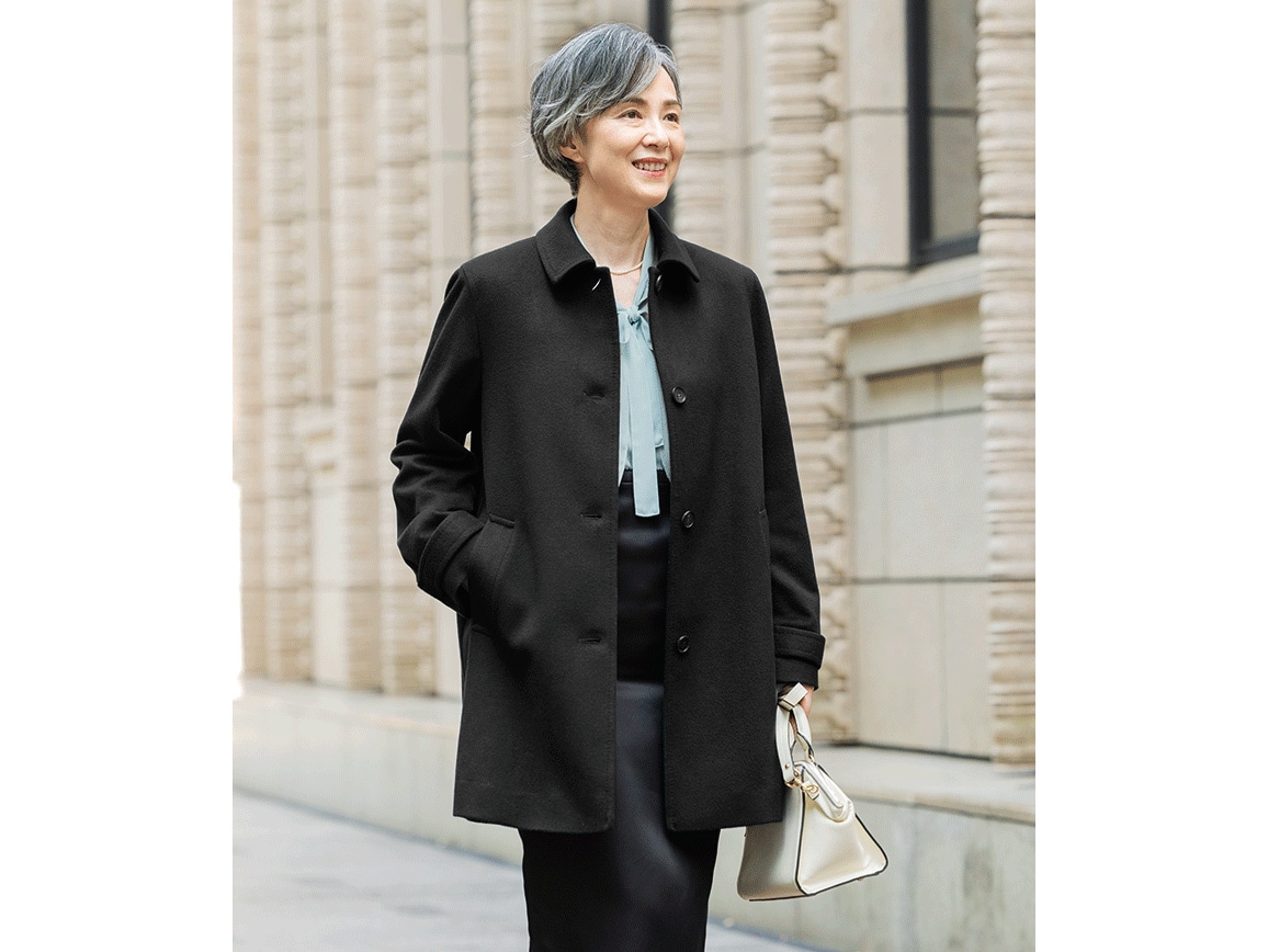 ピュアカシミヤステンカラーコート(02_M 06_ブラック): ｜ カタログ