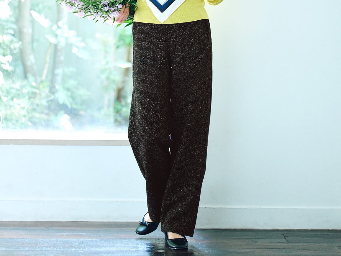 大人の上品ツイード風パンツ【広告商品】(41_M66cm 80_ミックス