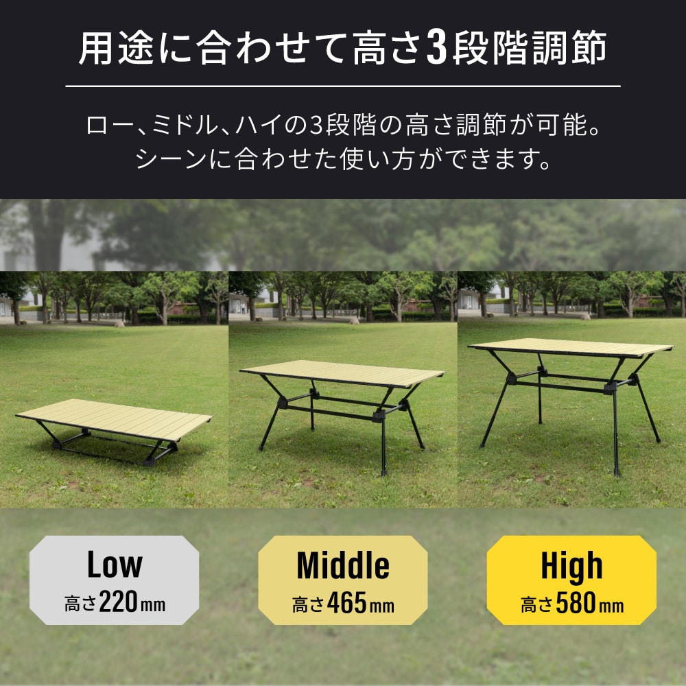 ebi ライトフレームアルミテーブル 組み立て式 軽量 ブラック(ブラック