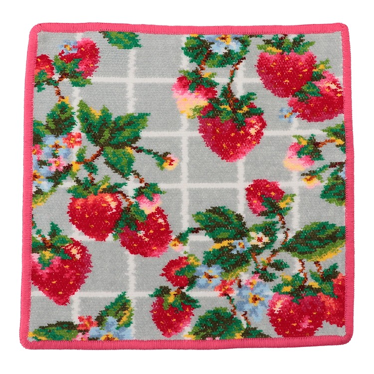 FEILER×JALショッピング] ストロベリーチェック柄 ハンカチ ピンク