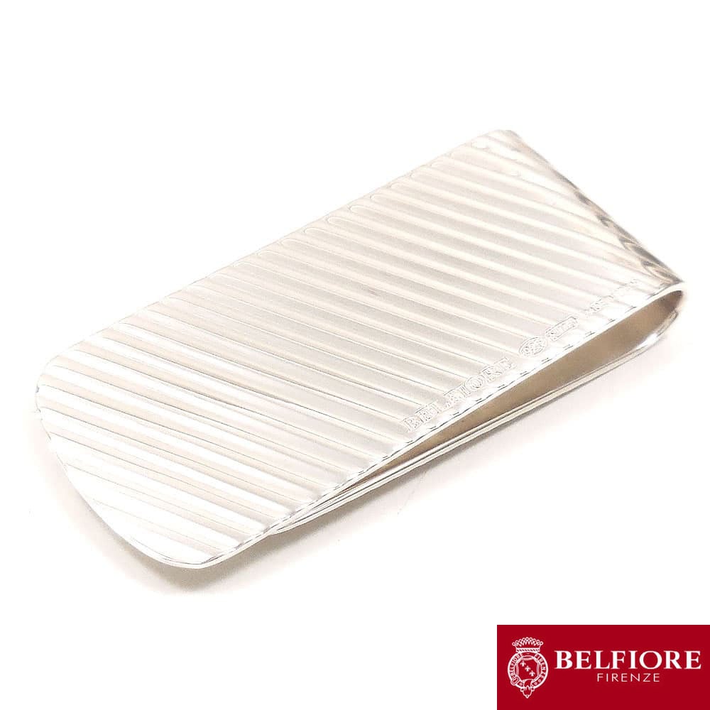BELFIORE ベルフィオーレ マネークリップ 斜めライン シルバー925