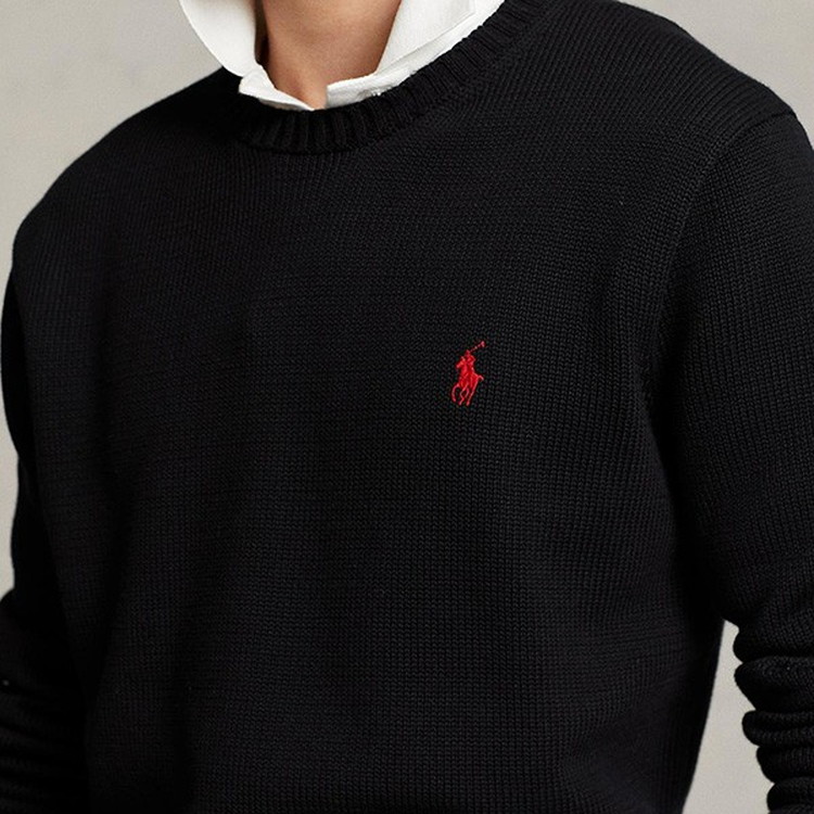 POLO RALPH LAUREN]コットン クルーネック セーター ブラック M(M