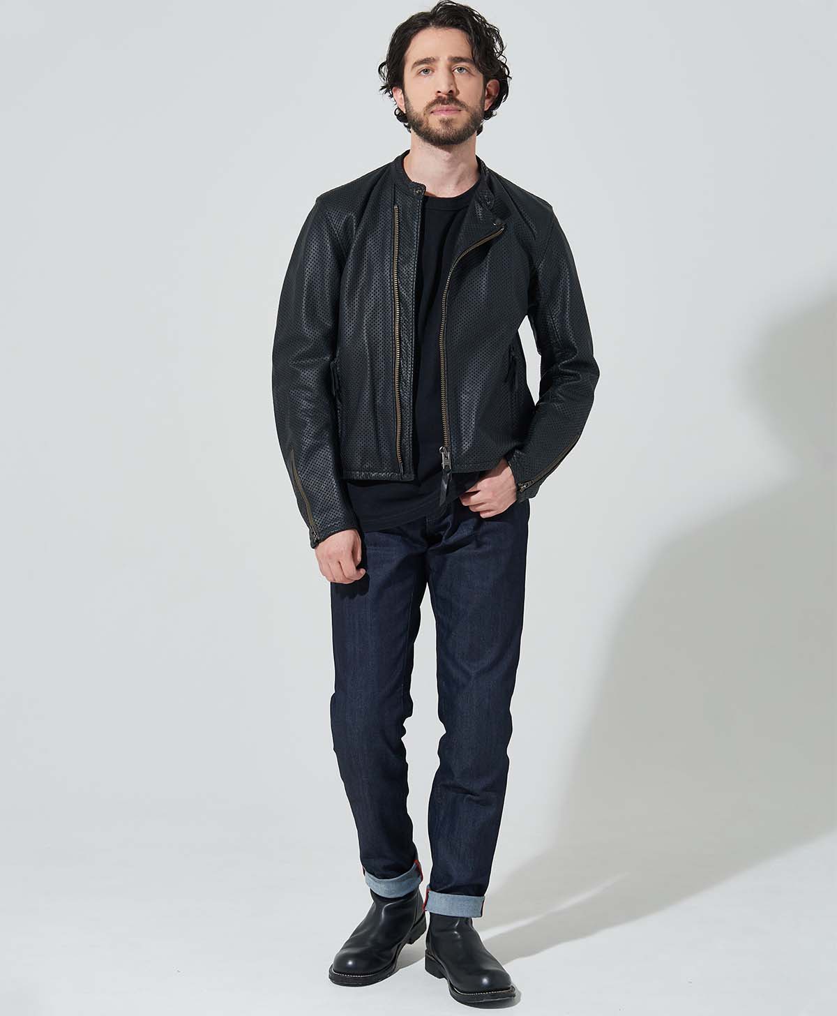 Moore様 美品】 Cathy Jane シュリンク加工やぎ革レザージャ シンプル