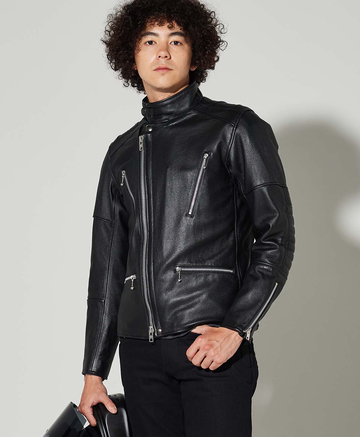 革ジャン ハイネック セミダブル レザージャケット｜カドヤ公式