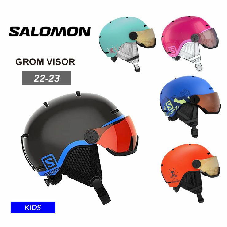 SALOMON サロモン キッズ ヘルメット GROM VISOR バイザー付き
