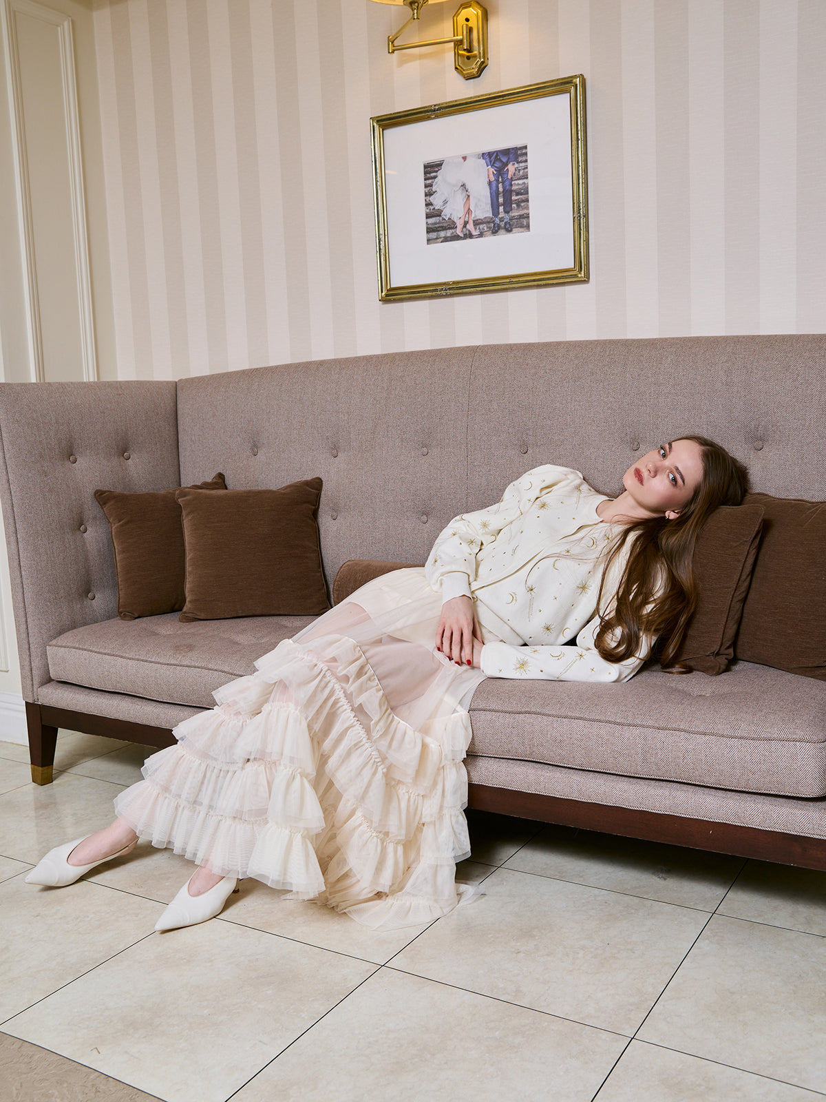 チュールティアードレイヤードスカート