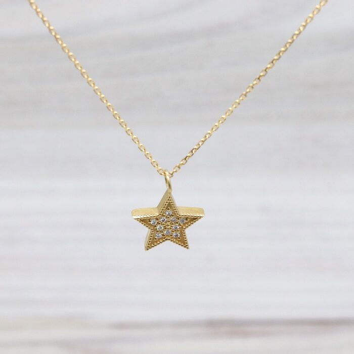 K18【スターD】幸運の星『ダイヤモンドスター』ネックレス