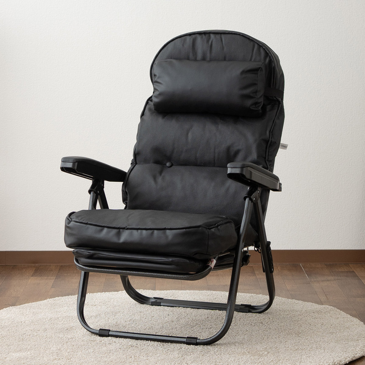 リクライニングチェア 完成品 本革 レザー オットマン 折りたたみ 1人