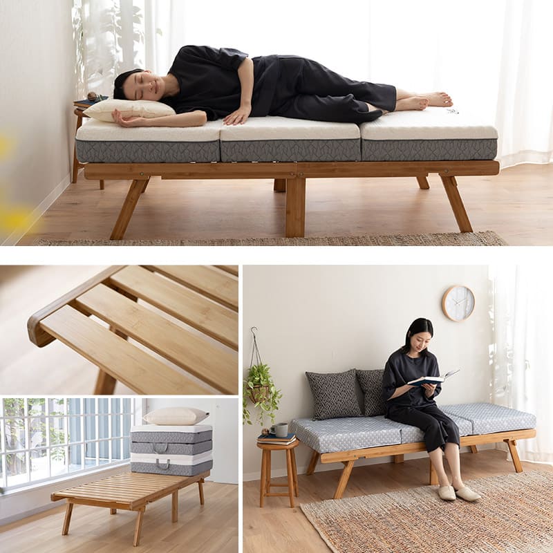 折りたたみベッド すのこベッド 幅70cm コンパクトショート 竹製 天然