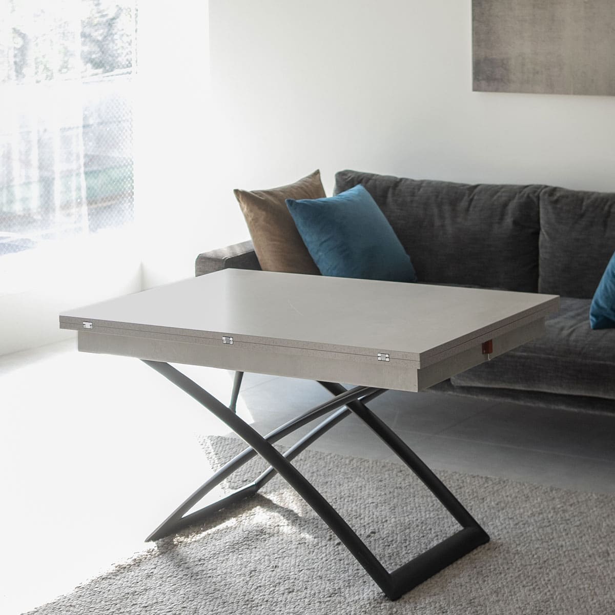 マジックテーブル 昇降式 伸長式 石目調 リフトテーブル 幅110cm