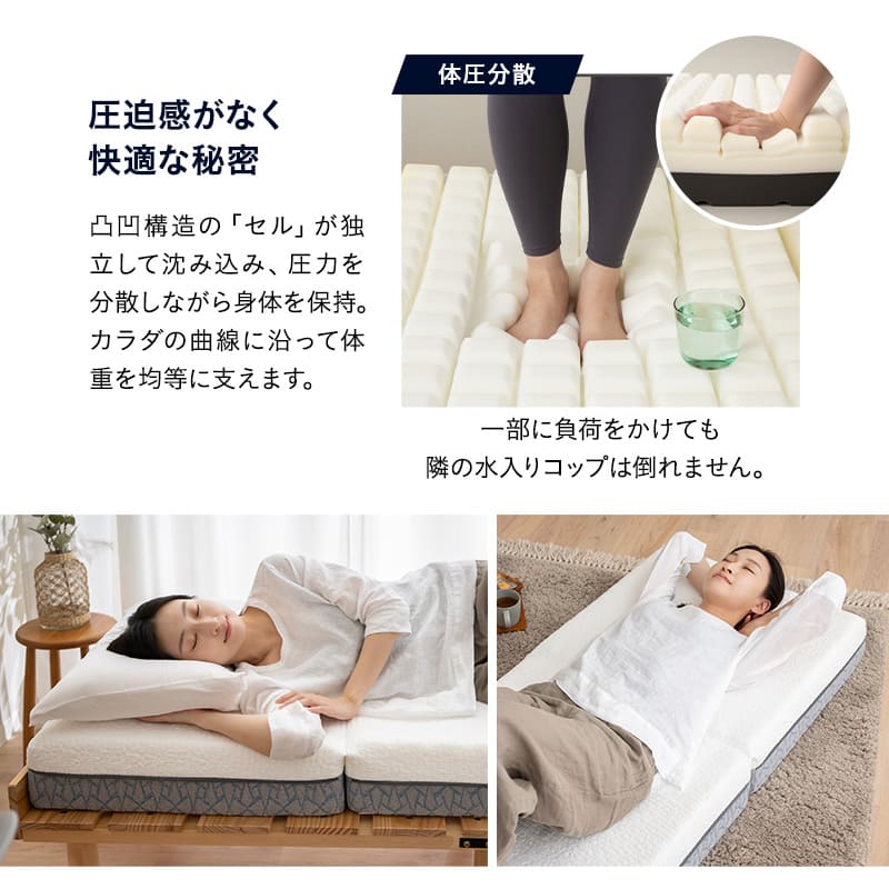 プレミアムマットレス コンパクトサイズ 幅65cm 極厚15cm 三つ折り