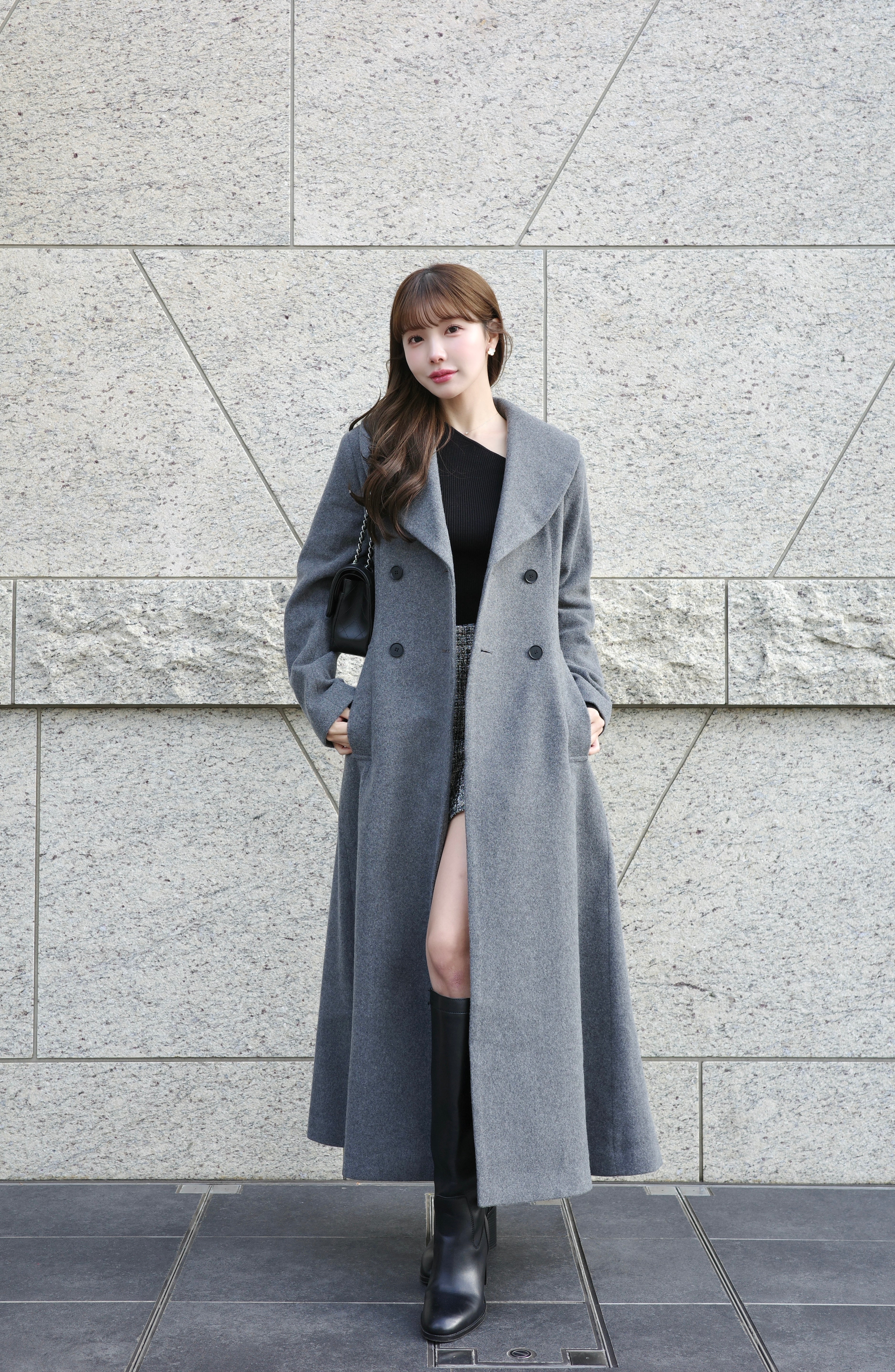 wool rich flare long coat – Élise