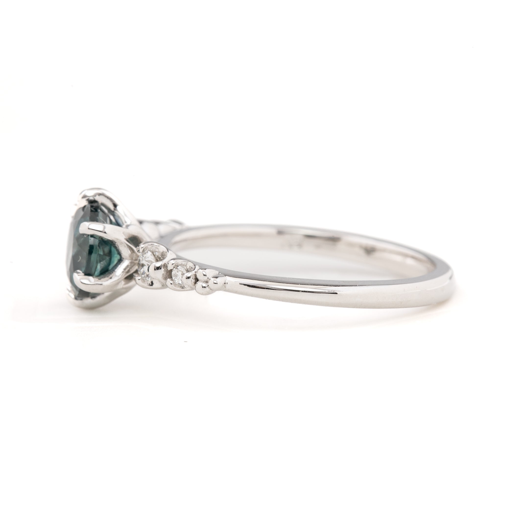 Estel Fleur Six Prongs Ring 1.42ct Deep Teal Blue Montana Sapphire