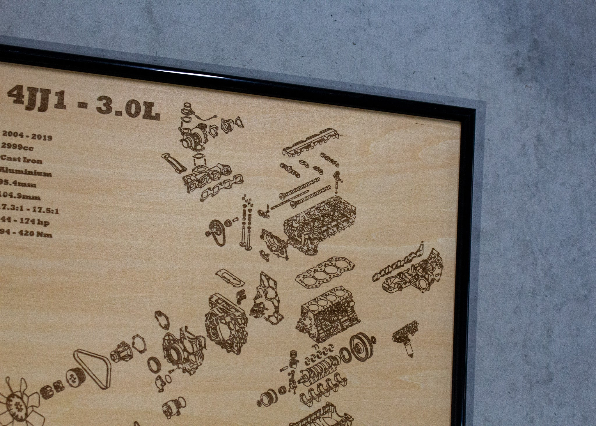 Isuzu 4JJ1 3.0L exploded view poster – EngineMaps