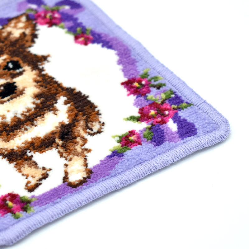 日本製 犬猫柄 リボン チワワ 17cm 綿100% ミニハンカチ タオル