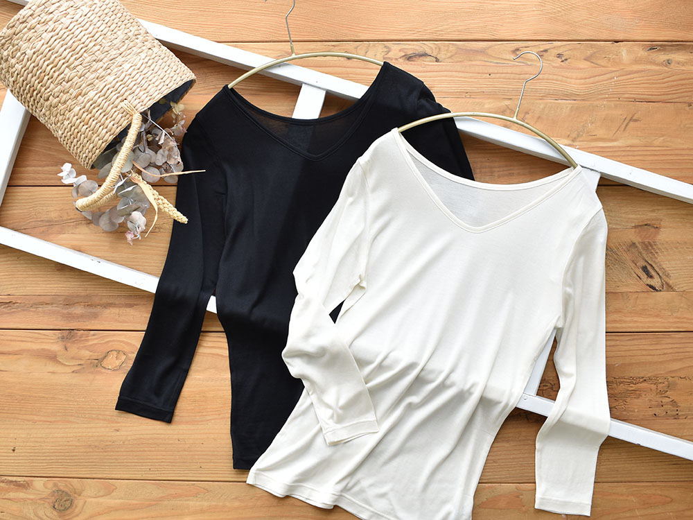 シルク100% インナー 長袖 2way仕様 日本製 イーズクリエーション本店