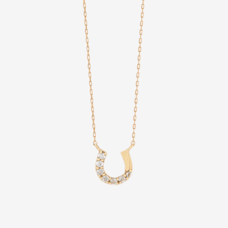 11月誕生石 K10 イエローゴールド ホワイトトパーズ 馬蹄 ネックレス