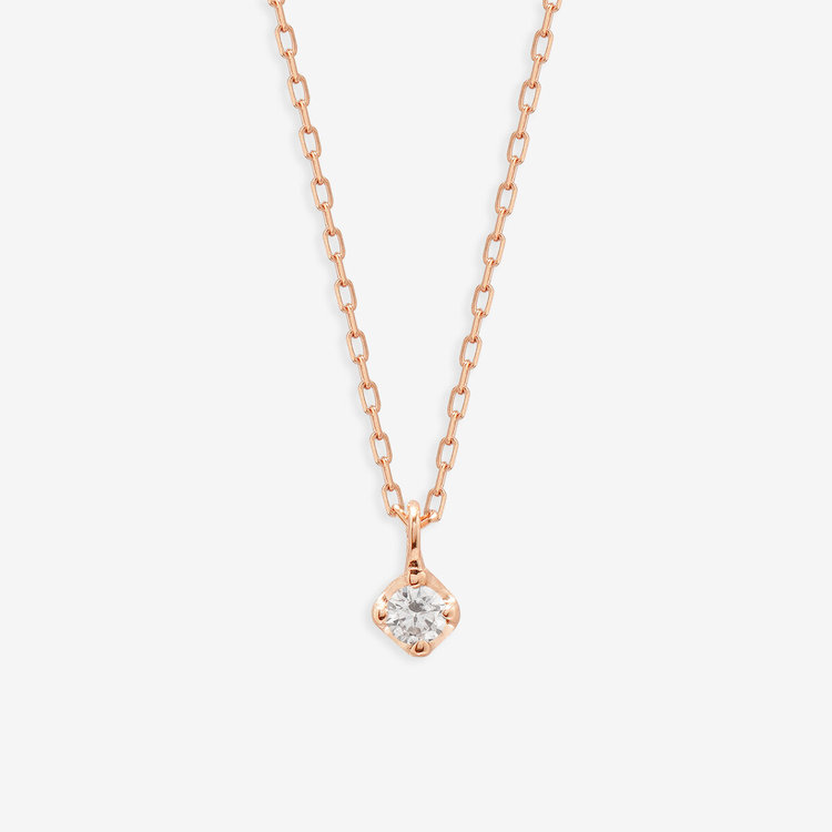 GLOW】K10 ピンクゴールド ダイヤモンド ネックレス（0.03ct）（0442
