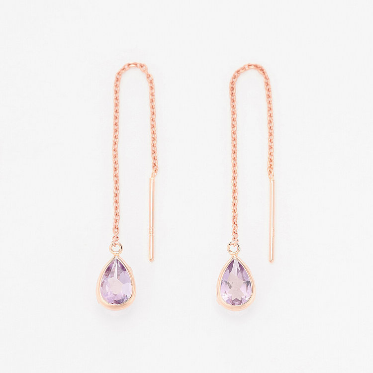 WEB限定】2月誕生石 K10 ピンクゴールド アメジスト しずく アメリカン