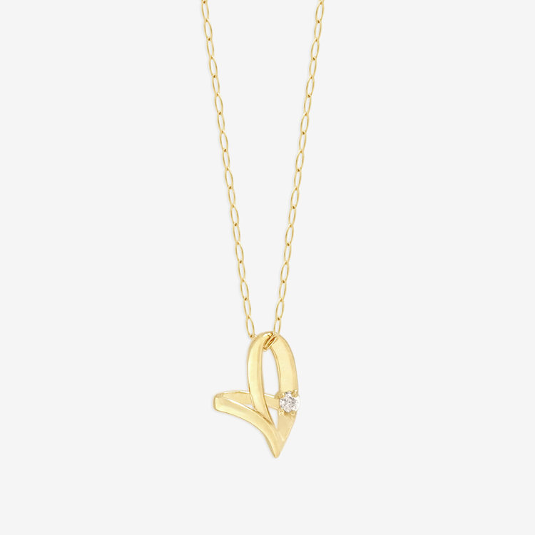 WEB限定】K10 イエローゴールド ダイヤモンド ハート ネックレス（0442