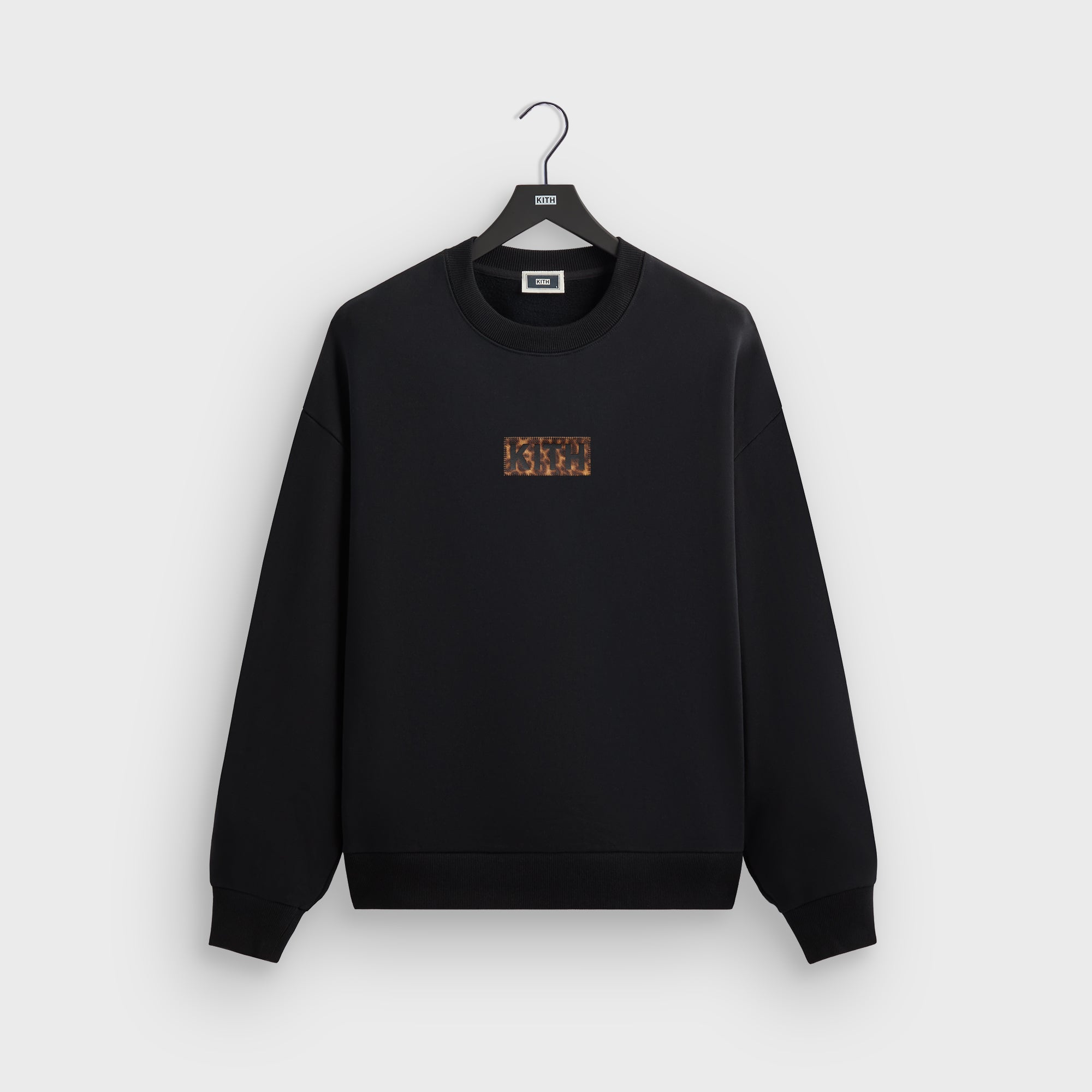 Kith Classic Logo Leopard Applique Nelson Crewneck - Black – Kith