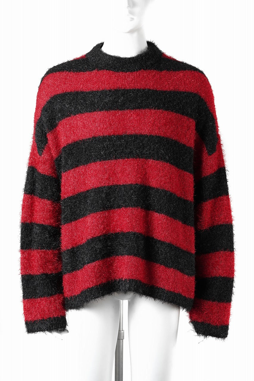 SAINT Mxxxxxx CREW NECK KNIT / GLITTER BORDER (BLACK + RED)の商品