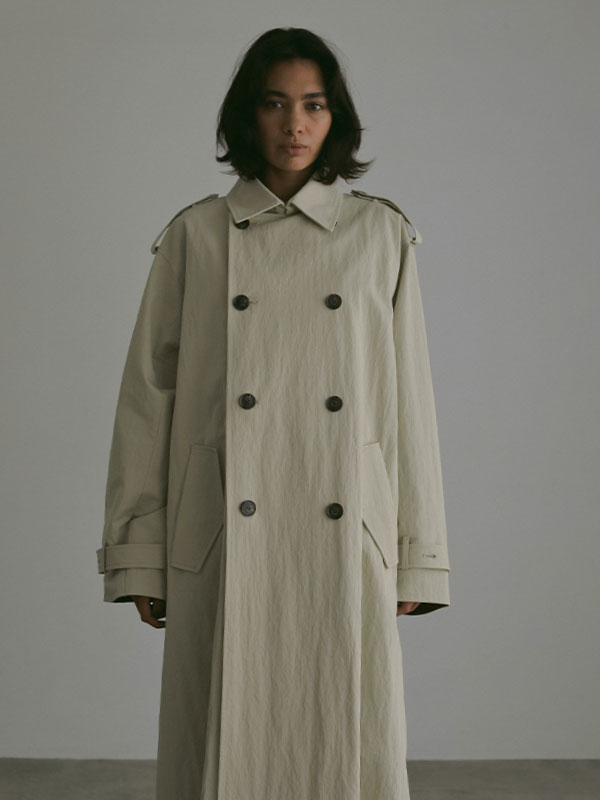 フードストールロングトレンチコート(S BEIGE): アウター │ ETRE