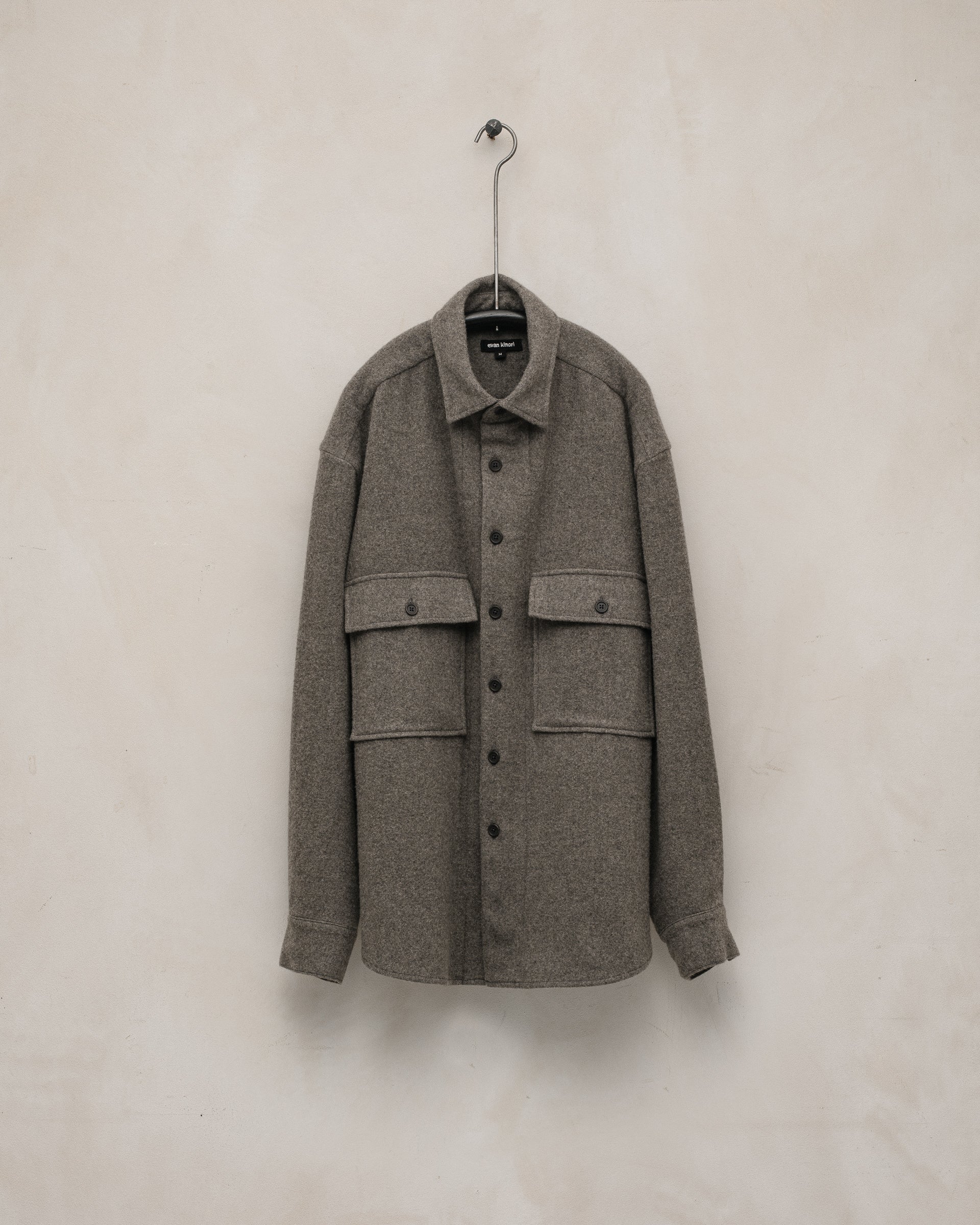 Big Shirt - Brushed Cashmere/Wool Flannel, Mid-Grey – evan kinori