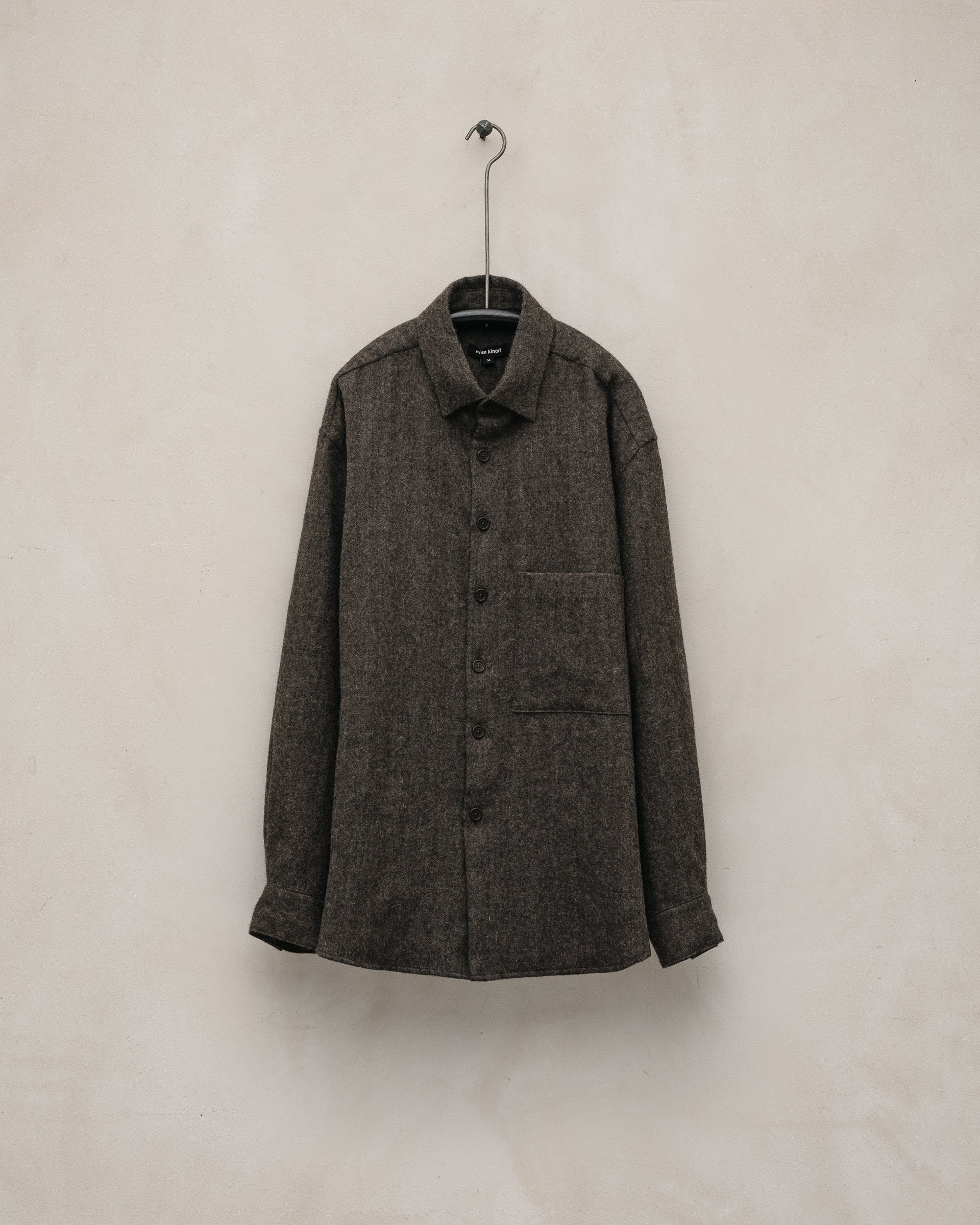 Big Shirt Two - Undyed Wool Herringbone, Dark Brown – evan kinori