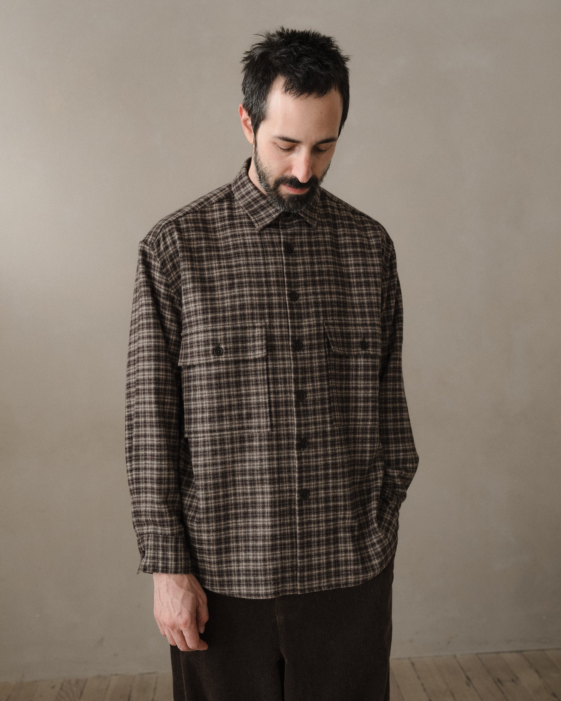 Big Shirt - Irish Wool Flannel, Brown/Beige – evan kinori