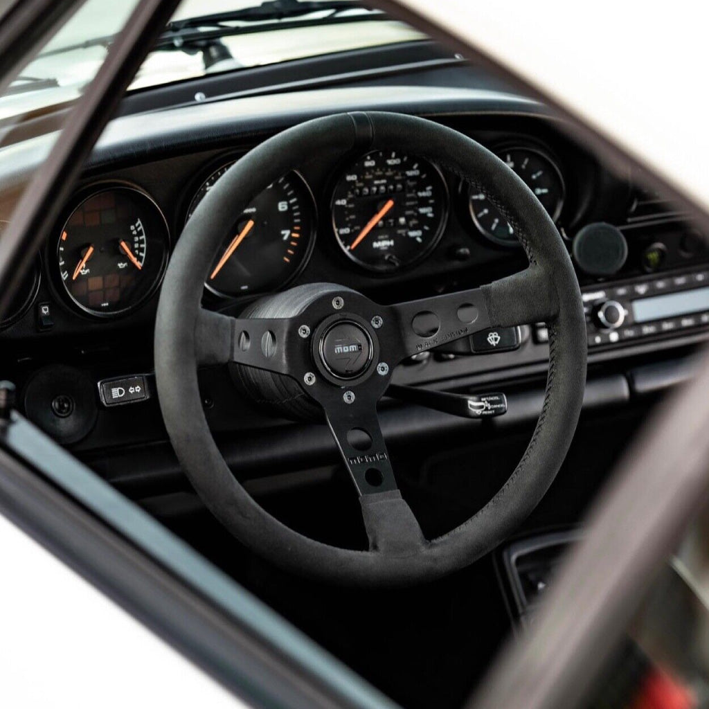 MOMO Mod. 07 Black Edition Steering Wheel - Black Alcantara Black Spok