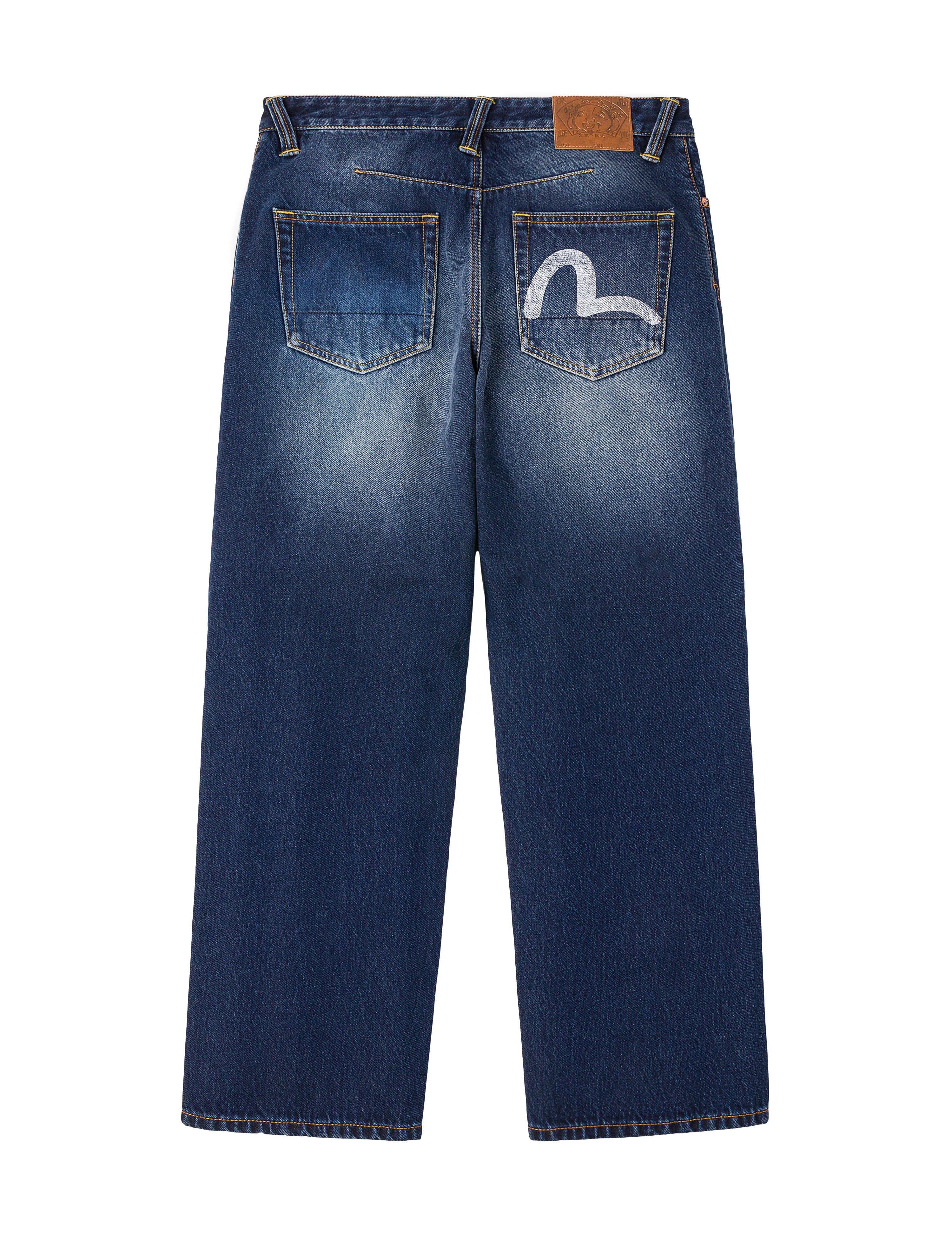 手描きカモメプリント 3Dフィット ジーンズ – EVISU