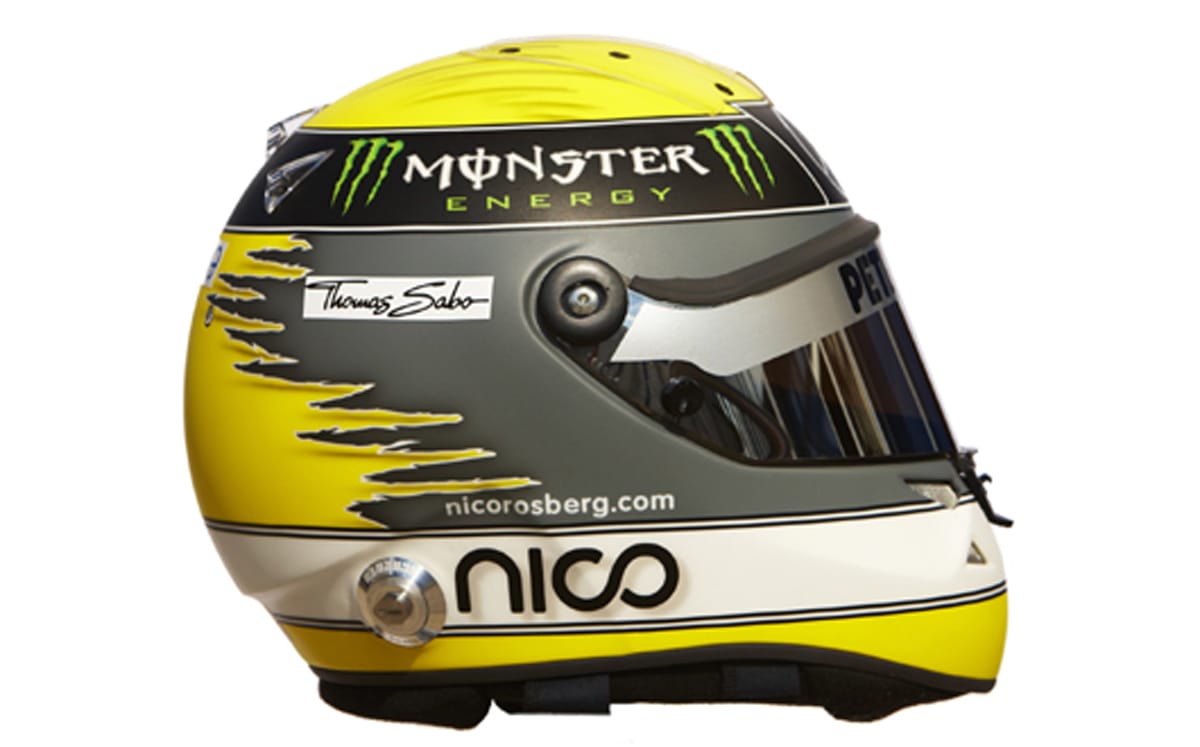 メルセデスF1 ニコロズベルグ直筆サイン入り1/2ヘルメット 貴重